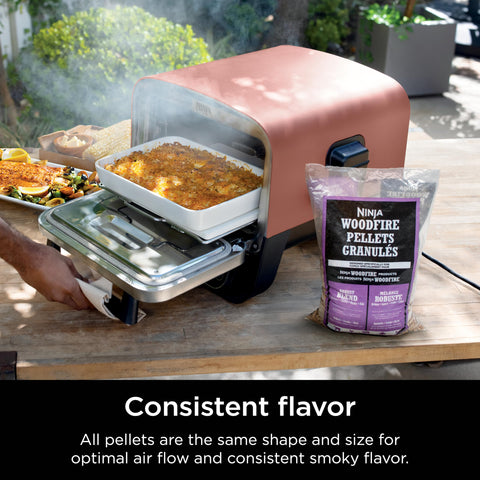 Ninja pellets dentro de grill Woodfire generando humo controlado