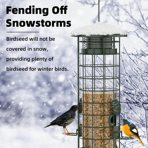Niser comedero instalado en jardín integrándose con plantas