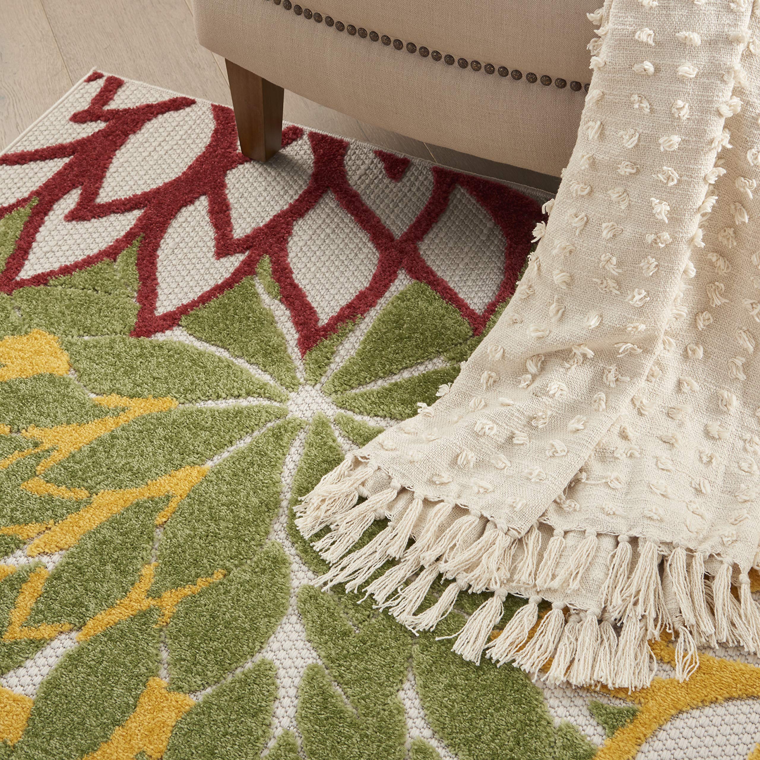 Nourison alfombra Aloha detalle de borde bien rematado para durabilidad