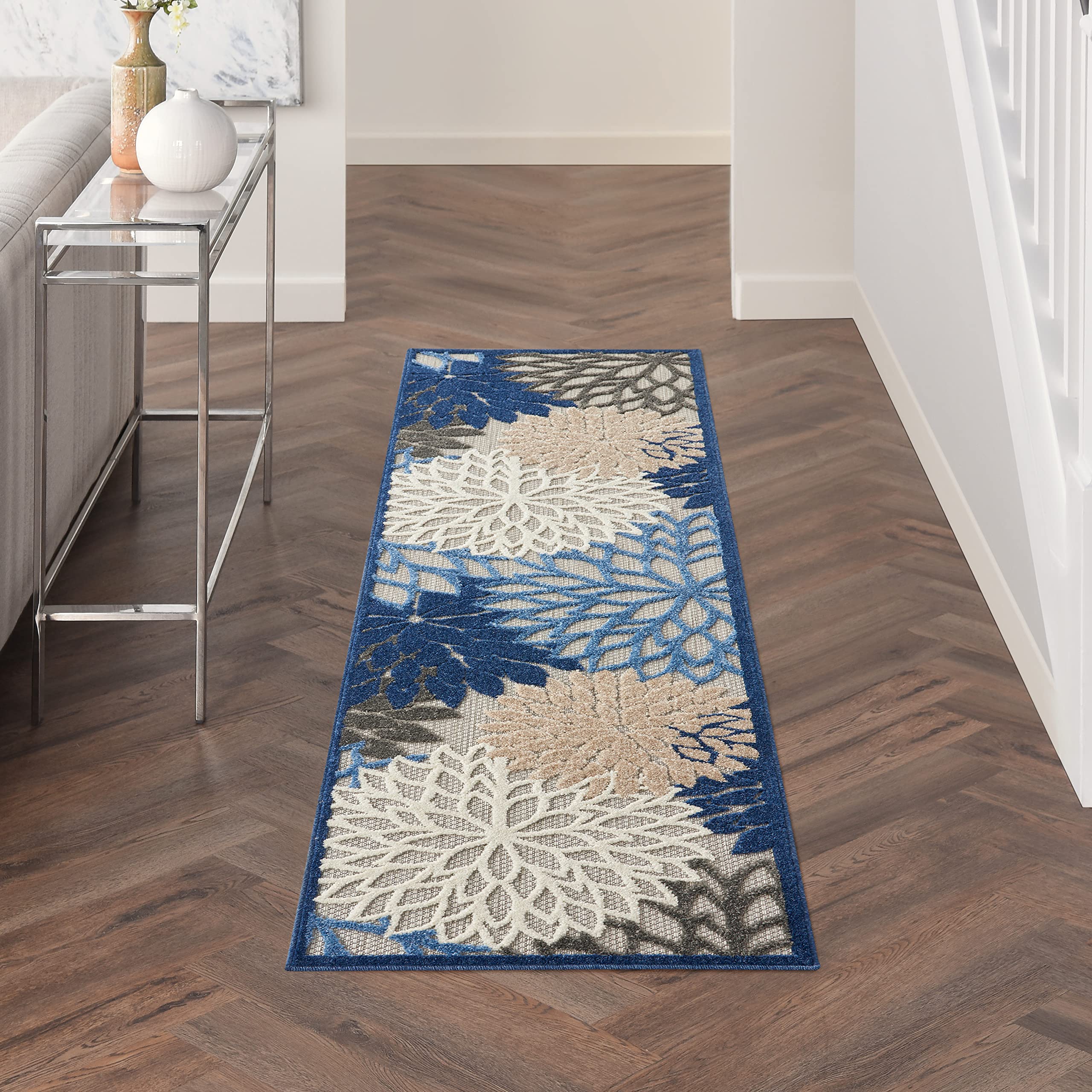 Nourison alfombra Aloha detalle de esquina que muestra calidad y acabado duradero