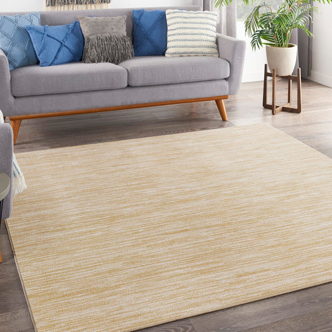 Nourison alfombra frontal mostrando color marfil y dorado, versatilidad estética