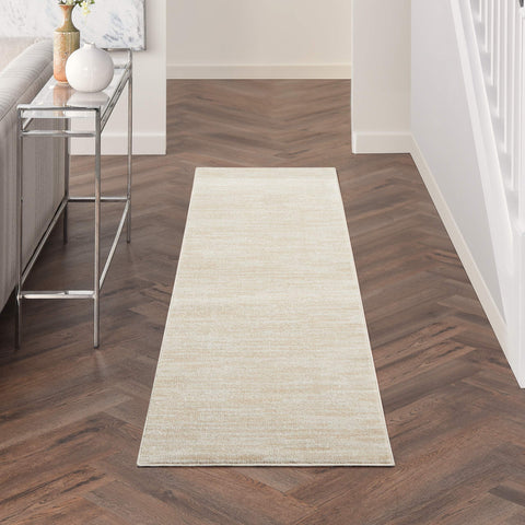 Nourison vista frontal del runner ivory beige, elegante y resistente