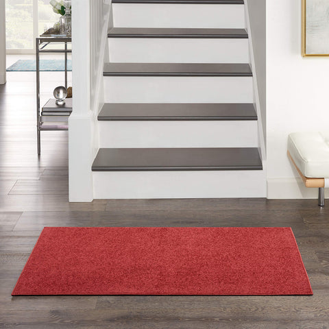 Nourison alfombra frontal brick red mostrando color y acabado, aporta calidez