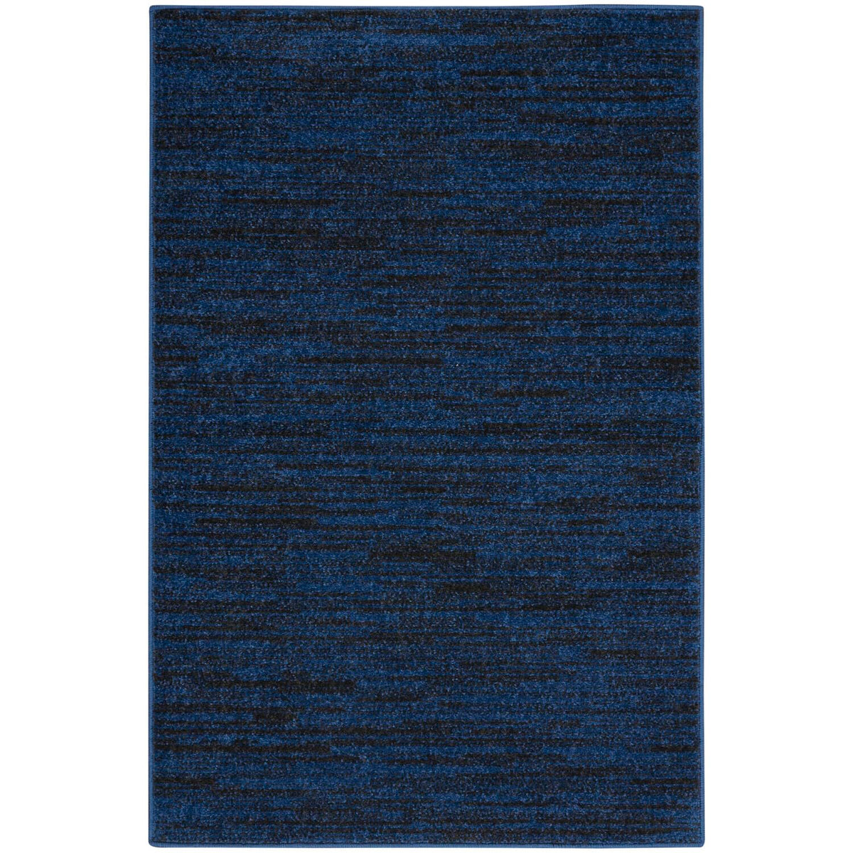 Nourison alfombra vista frontal 2' x 4' con color midnight blue, apariencia elegante y resistente