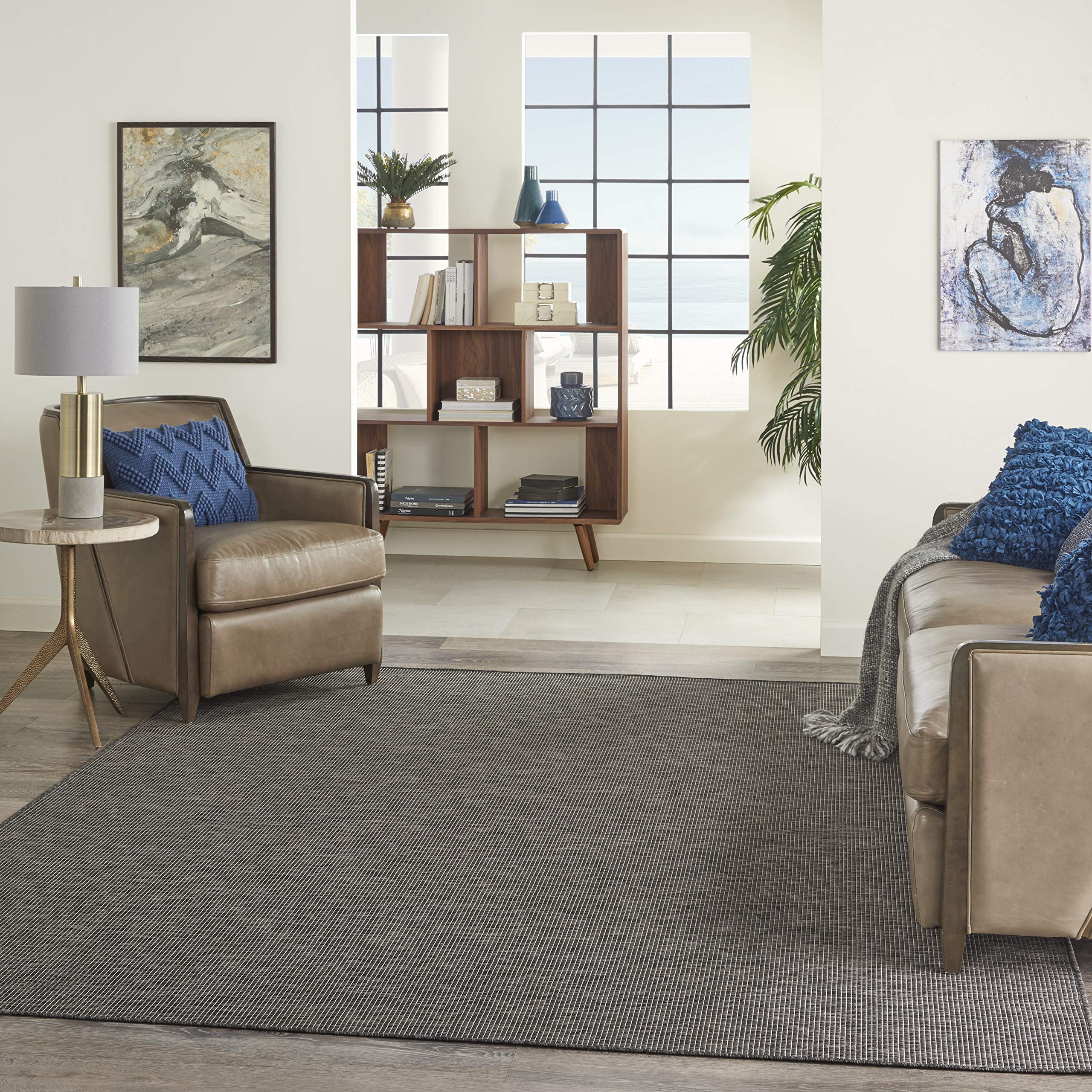 Nourison alfombra Positano en patio cubierto, durabilidad para exteriores