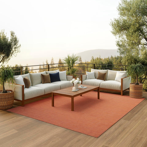 Nourison alfombra frontal mostrando color terracota y diseño práctico