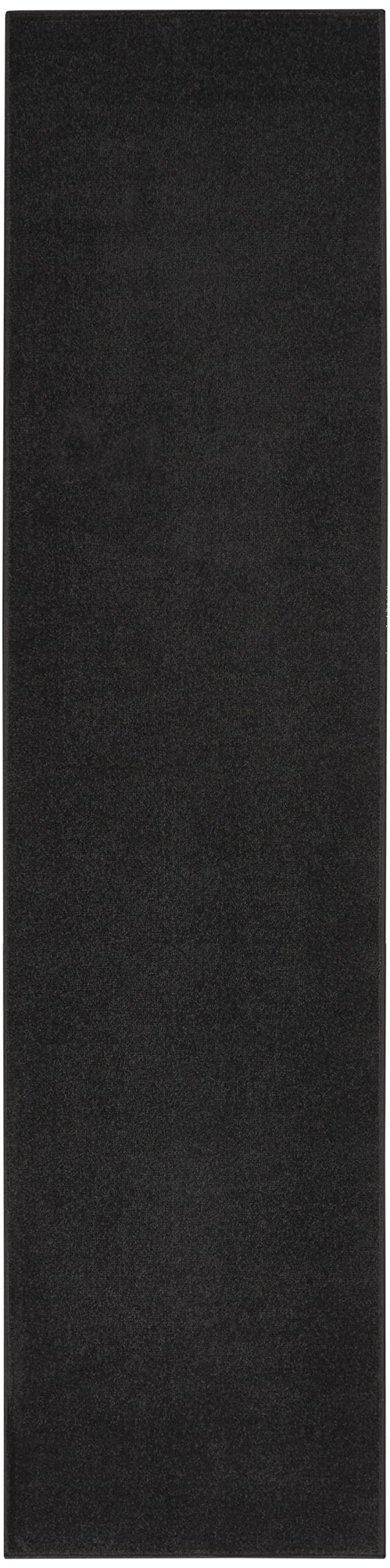Nourison runner vista frontal mostrando diseño negro y resistencia