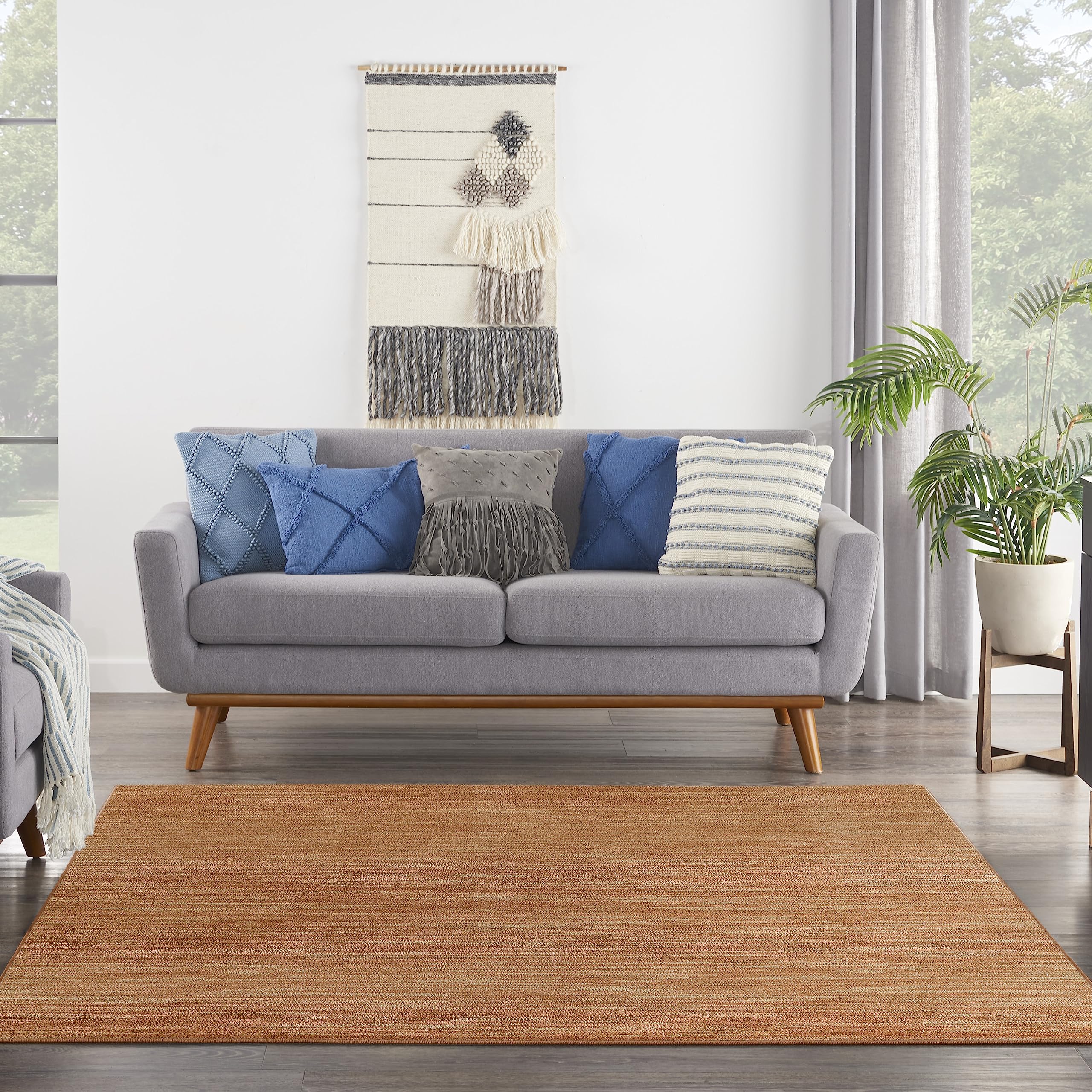 Nourison macro textura de fibras rust, aspecto suave y resistente