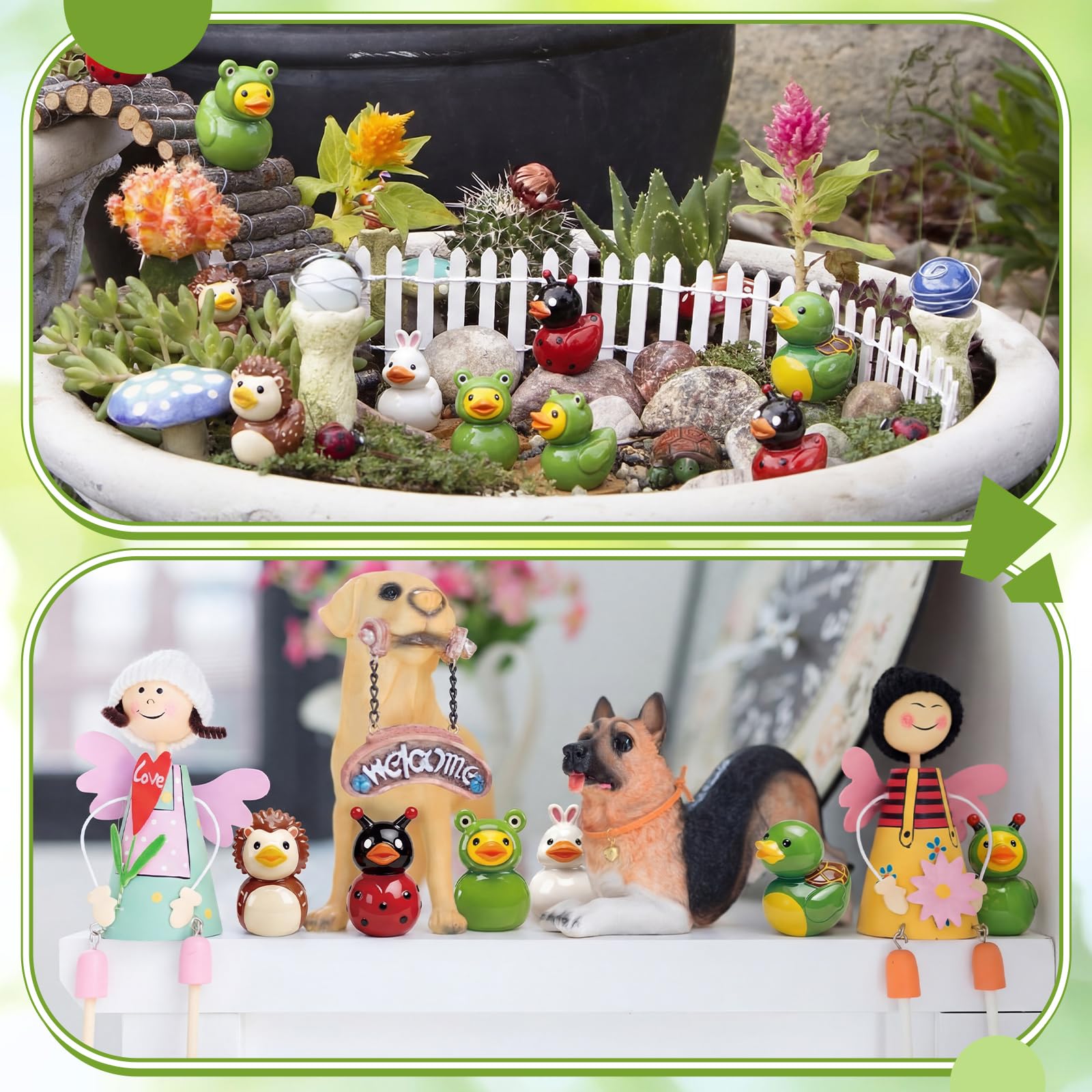 Novabright escena de jardín de hadas con figuras, detalle encantador