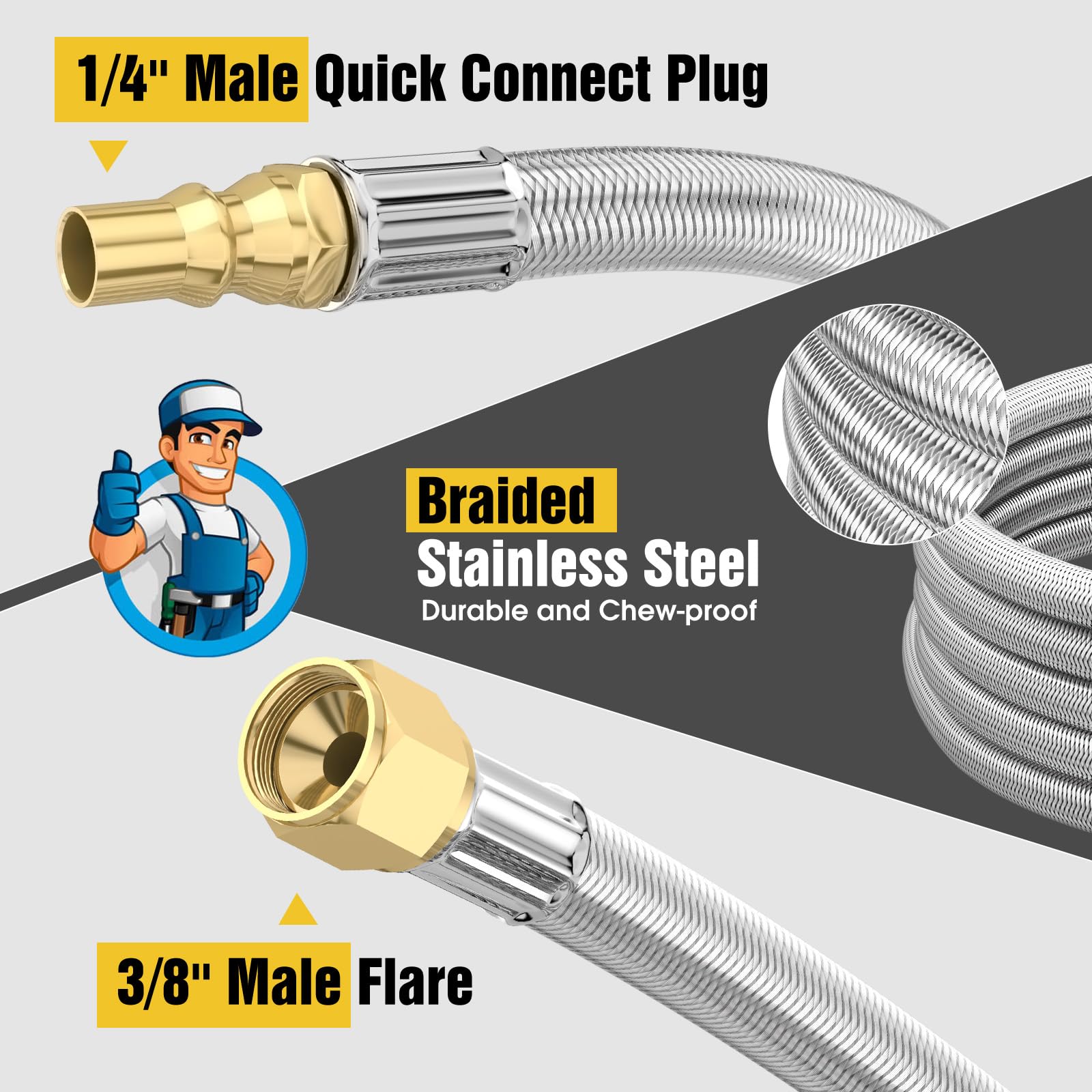 NQN manguera con trenzado acero inoxidable para mayor durabilidad