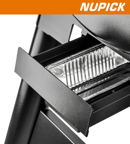 NUPICK bandeja junto a mano para comparar tamaño y facilidad de manejo