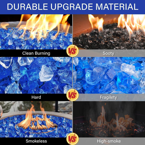 NUPICK cristales instalados en mesa de fuego mostrando fácil colocación