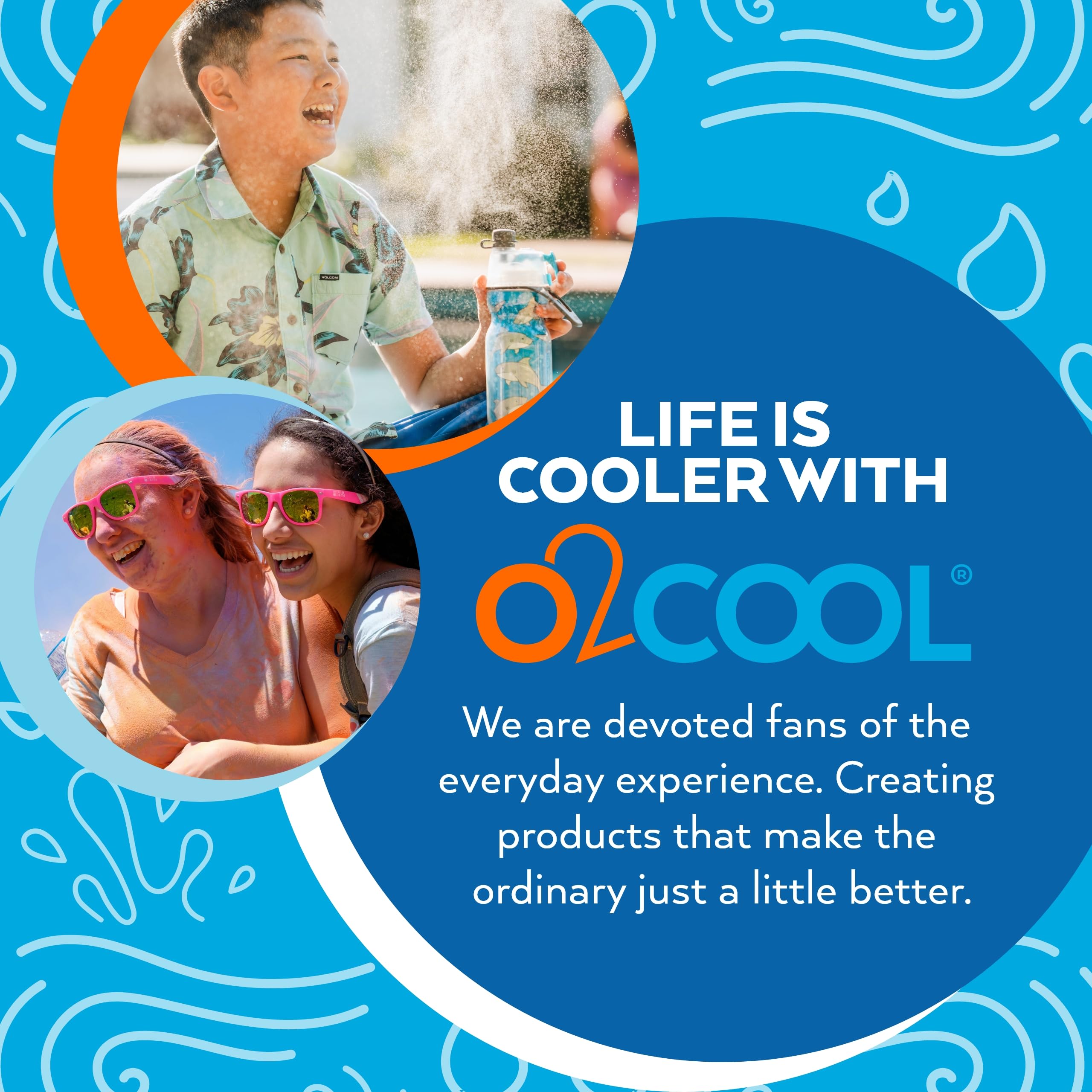 O2COOL en ambiente de playa ilustrando alivio y frescor al aire libre