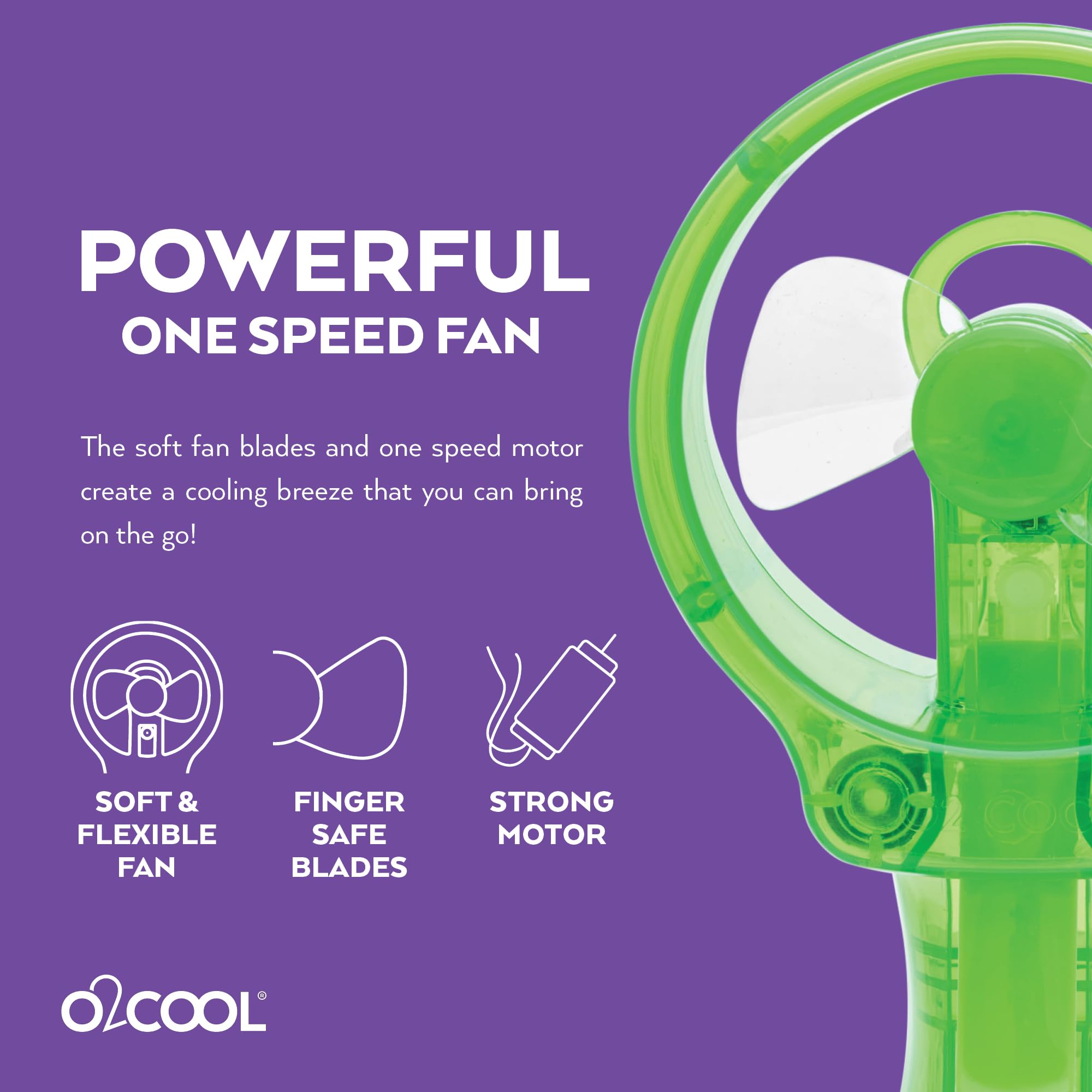 O2COOL comparación de tamaño con una mano demostrando portabilidad y ligereza