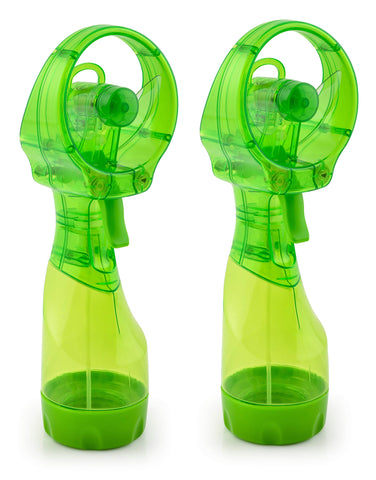 O2COOL ventilador de mano frontal mostrando diseño y color verde para transporte fácil