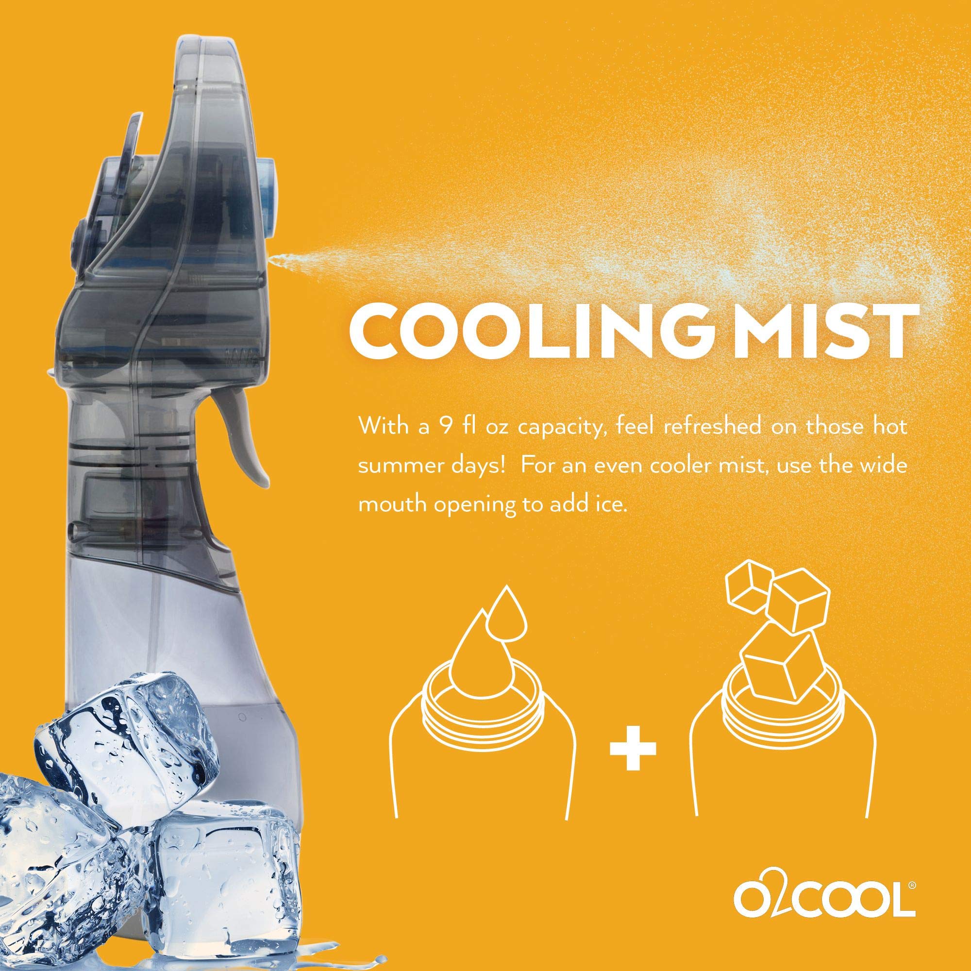 O2COOL ventilador en mano en la playa para refrescar en exteriores