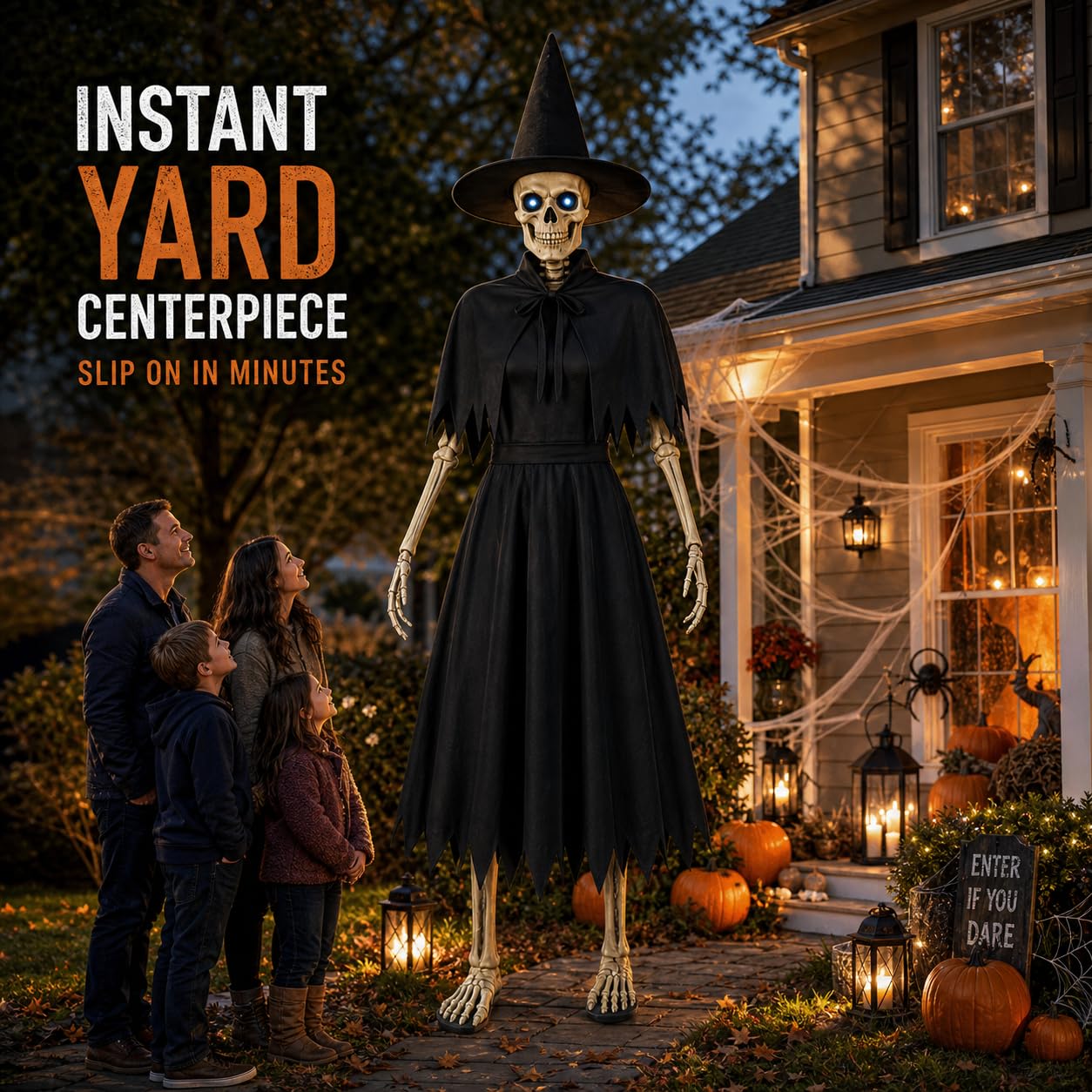 OceanCamel disfraz puesto en jardín con iluminación creando ambiente Halloween