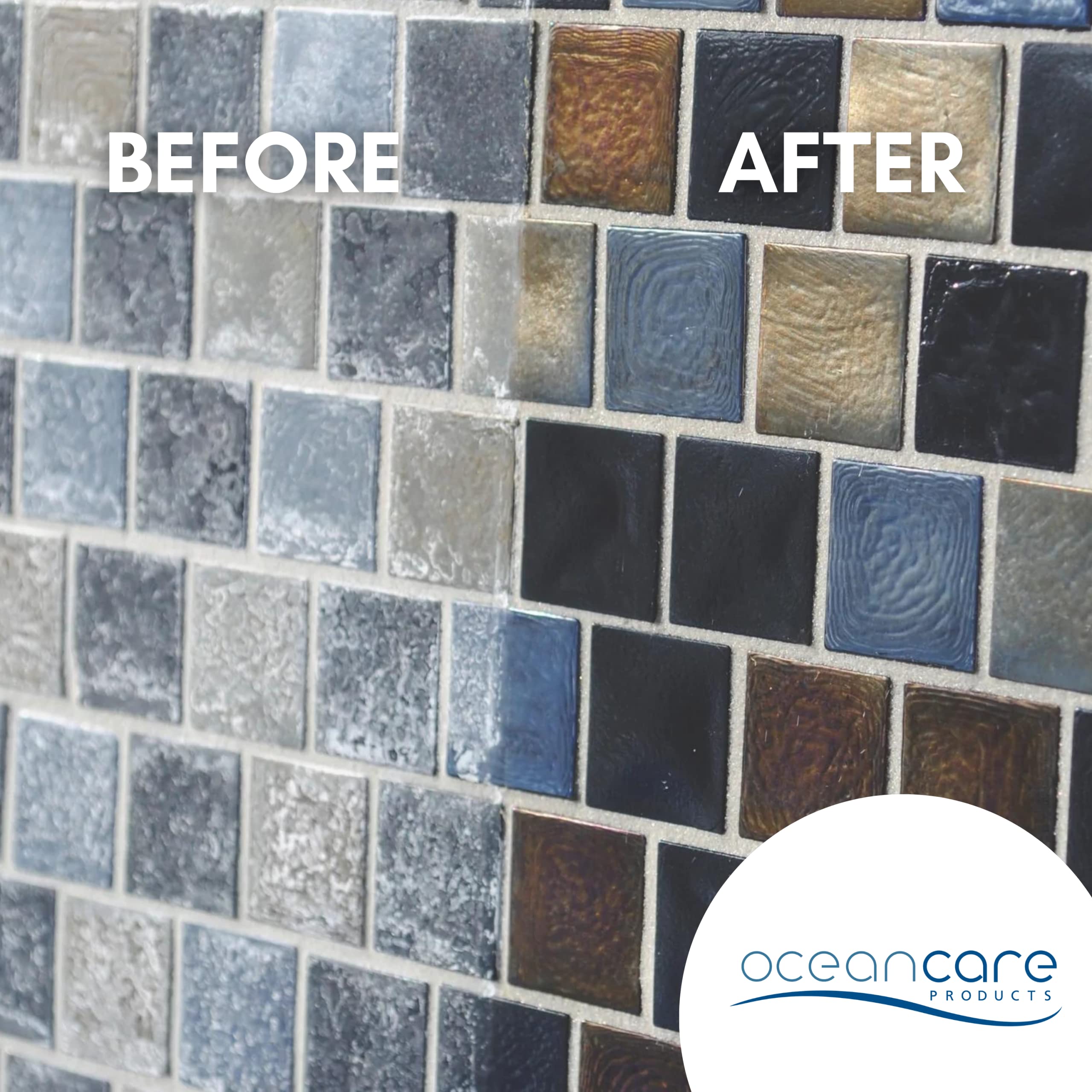 OCEANCARE comparación antes y después en azulejo limpio y renovado
