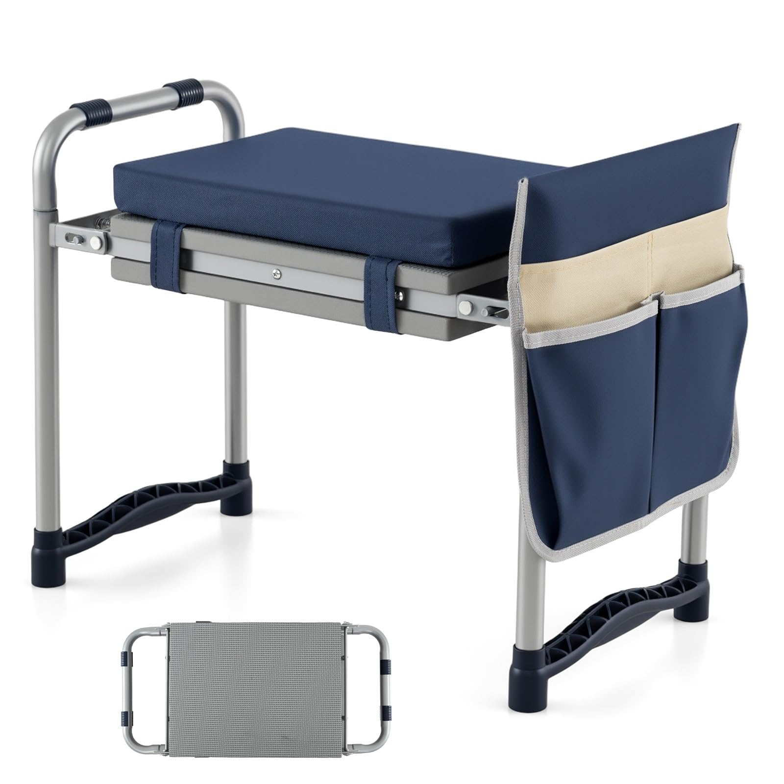 OFFICEJOY vista frontal del banco plegable para jardinería, soporte estable