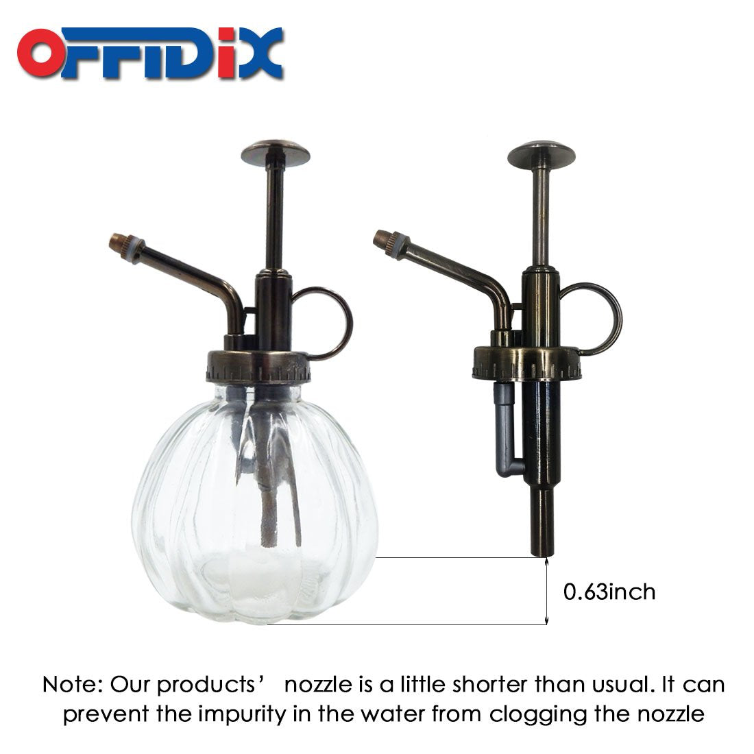 OFFIDIX etiqueta y contenido visible en vidrio para controlar el nivel de agua