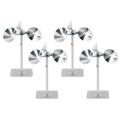 OFFO vista frontal del conjunto de 4 reflectores que disuaden aves