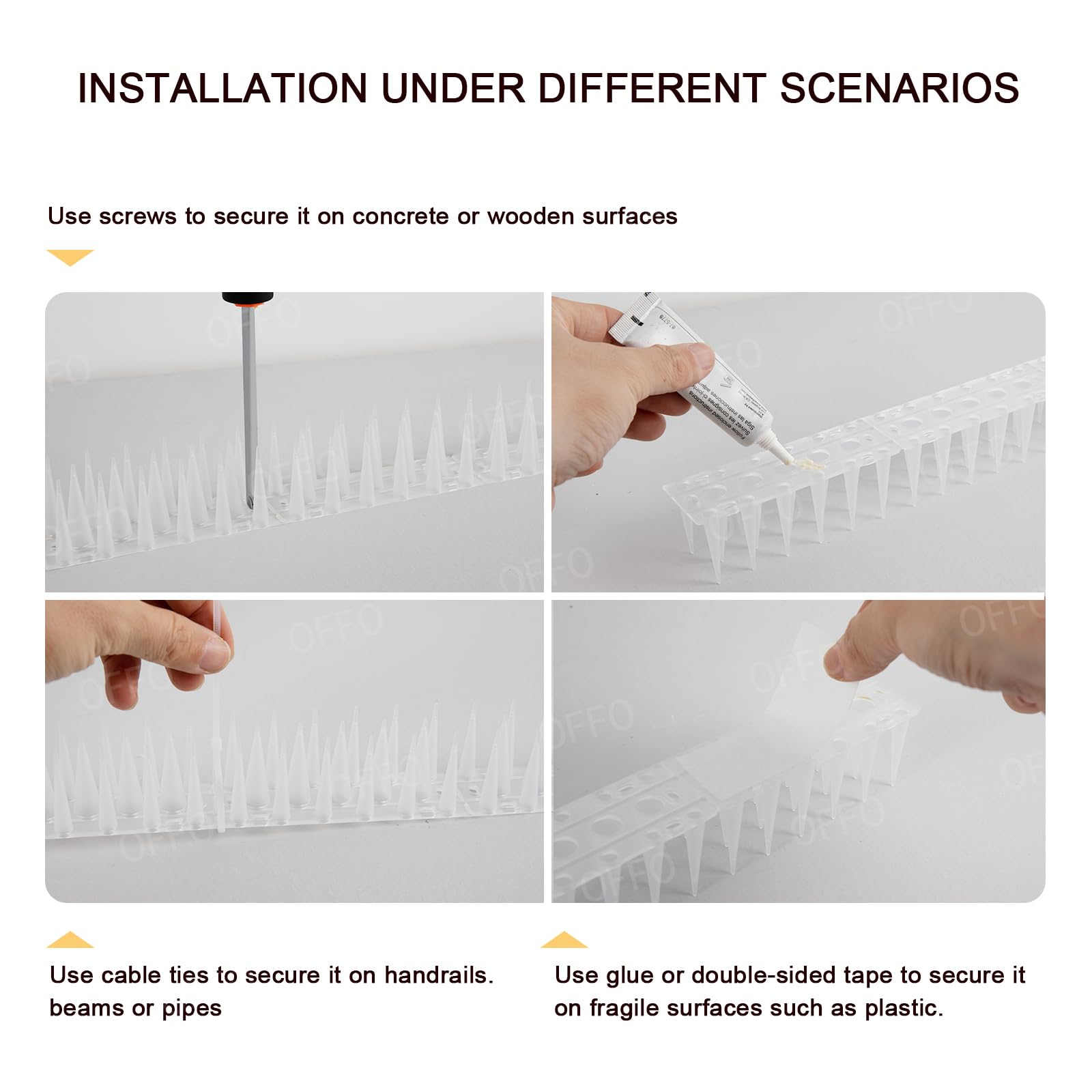 OFFO picos etiqueta de material PP resistente y duradero