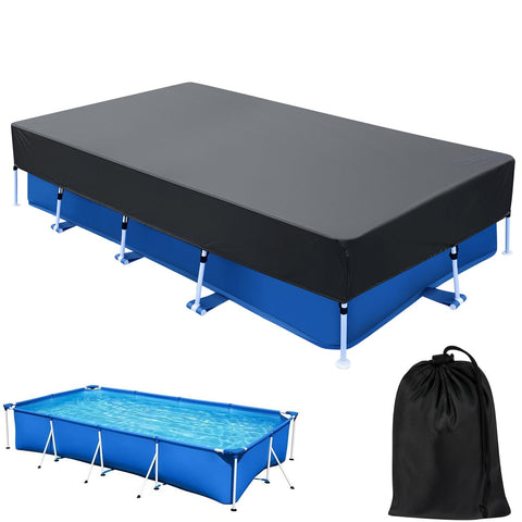 OIOYLEY vista frontal de la funda rectangular protegiendo piscina, durabilidad garantizada