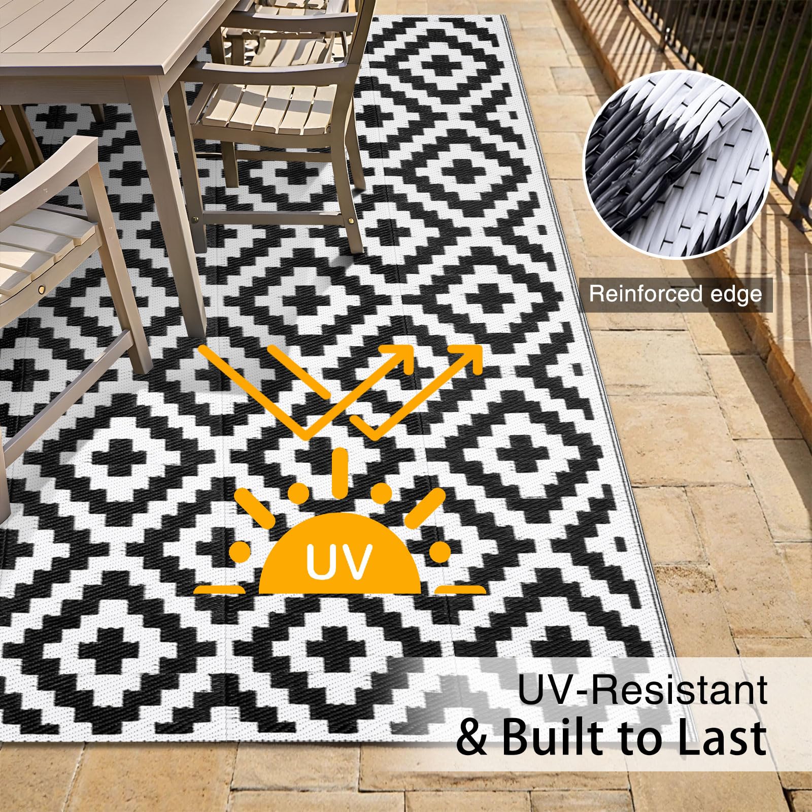 OLANLY alfombra en porche con muebles demostrando estética exterior acogedora