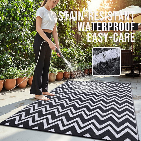 OLANLY alfombra colocada en patio con mobiliario, crea espacio cómodo y resistente