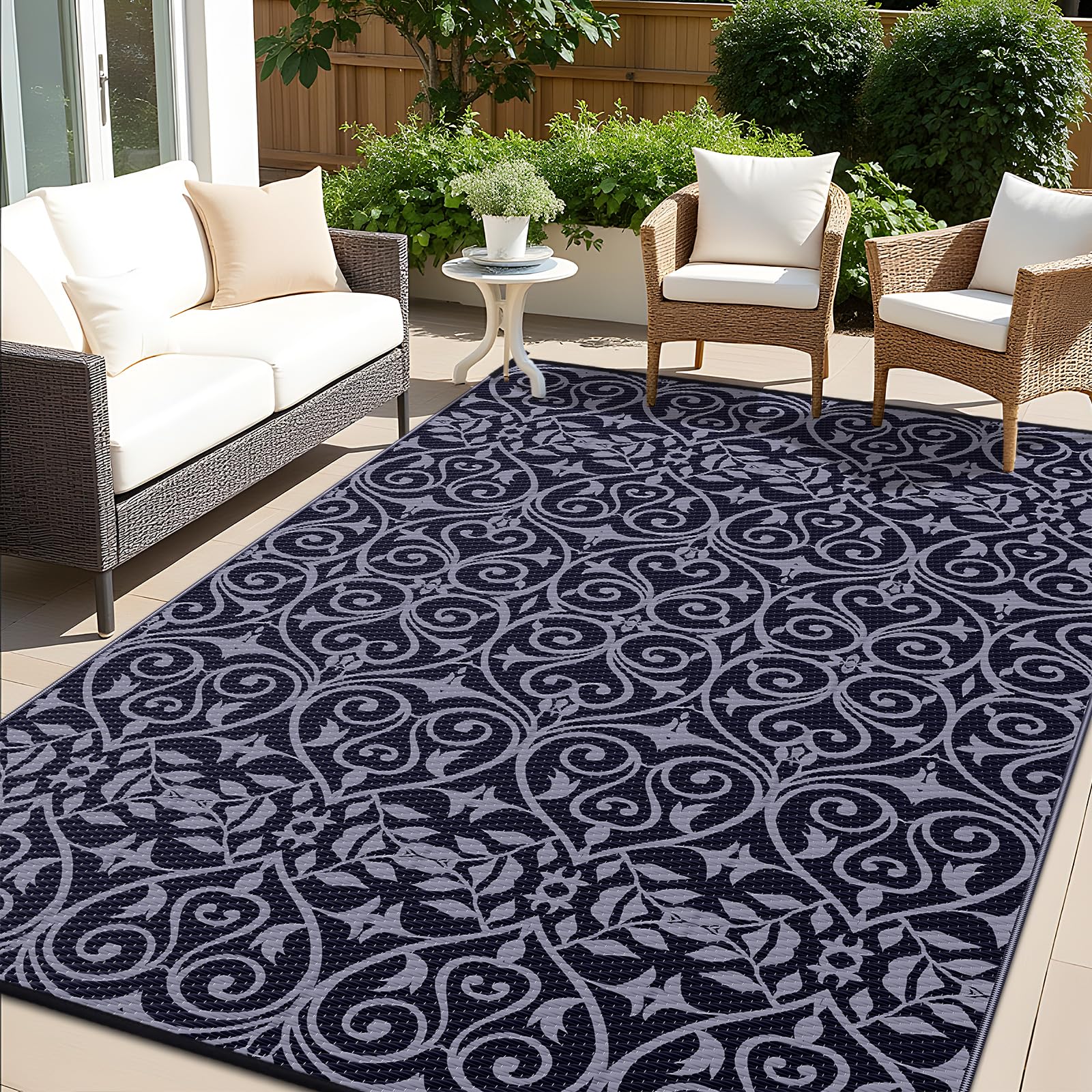 OLANLY alfombra exterior vista frontal, estilo y resistencia al aire libre
