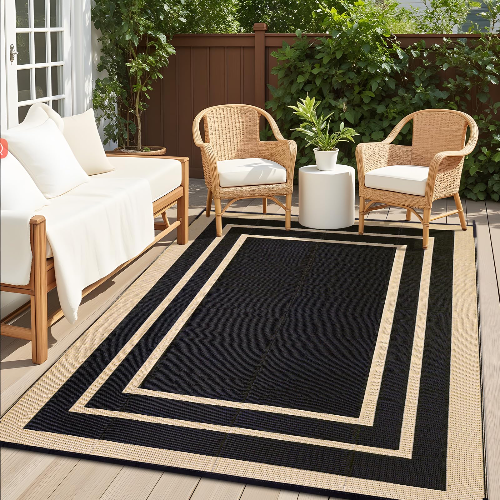 OLANLY alfombra exterior vista frontal elegante y resistente para patio
