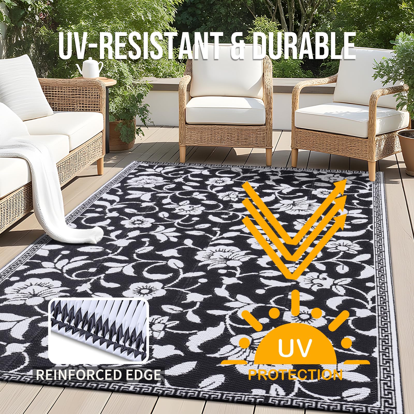 OLANLY alfombra en patio con muebles mostrando ambiente acogedor