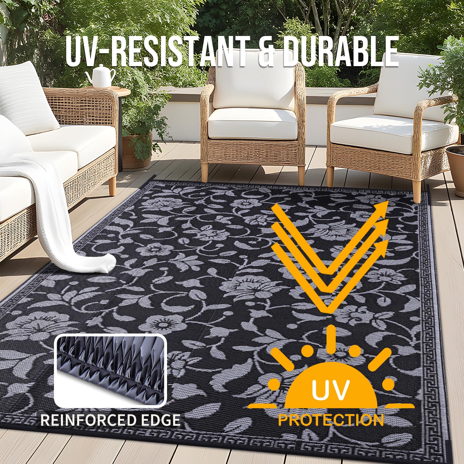 OLANLY alfombra en terraza junto a muebles mejora ambiente exterior