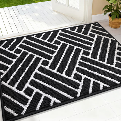 OLANLY felpudo frontal 32x20 negro, aspecto moderno y práctico