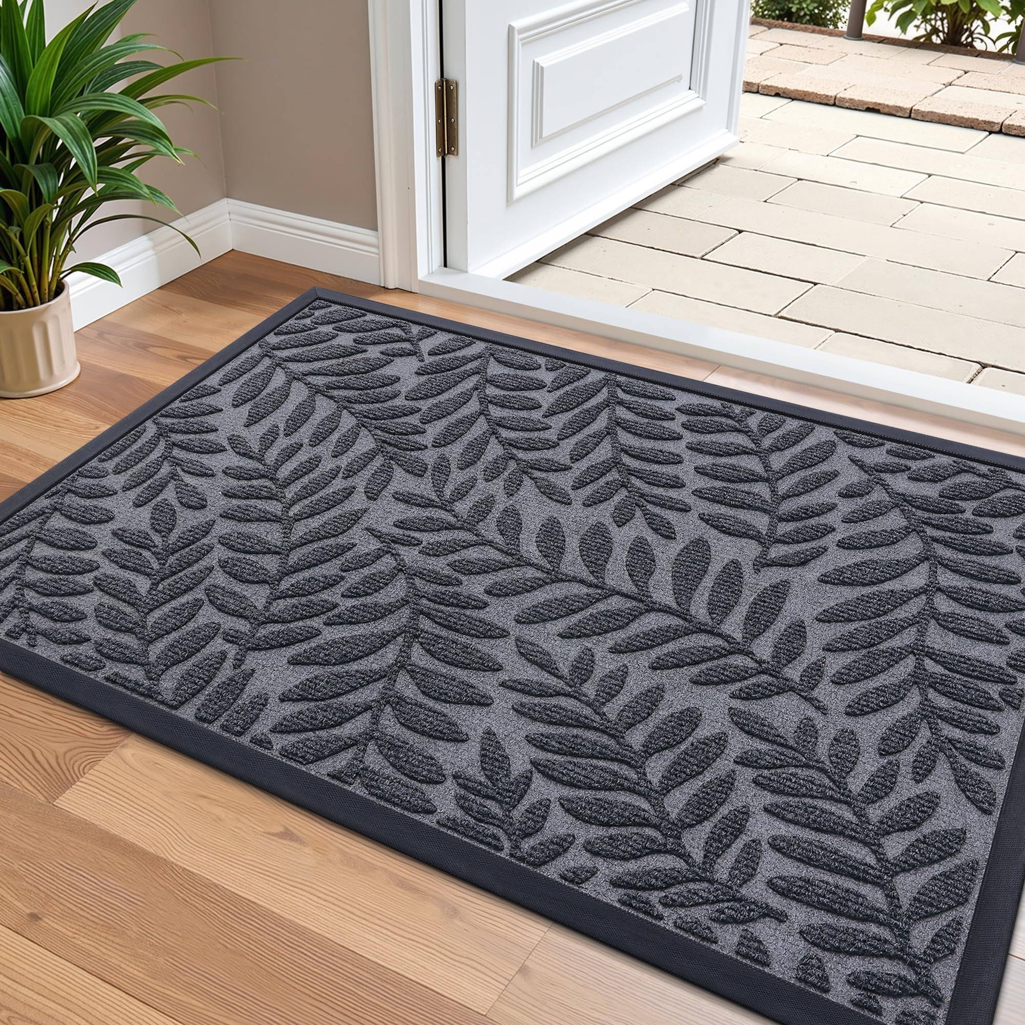 OLANLY felpudo frontal 36x24 con diseño resistente, protección inmediata