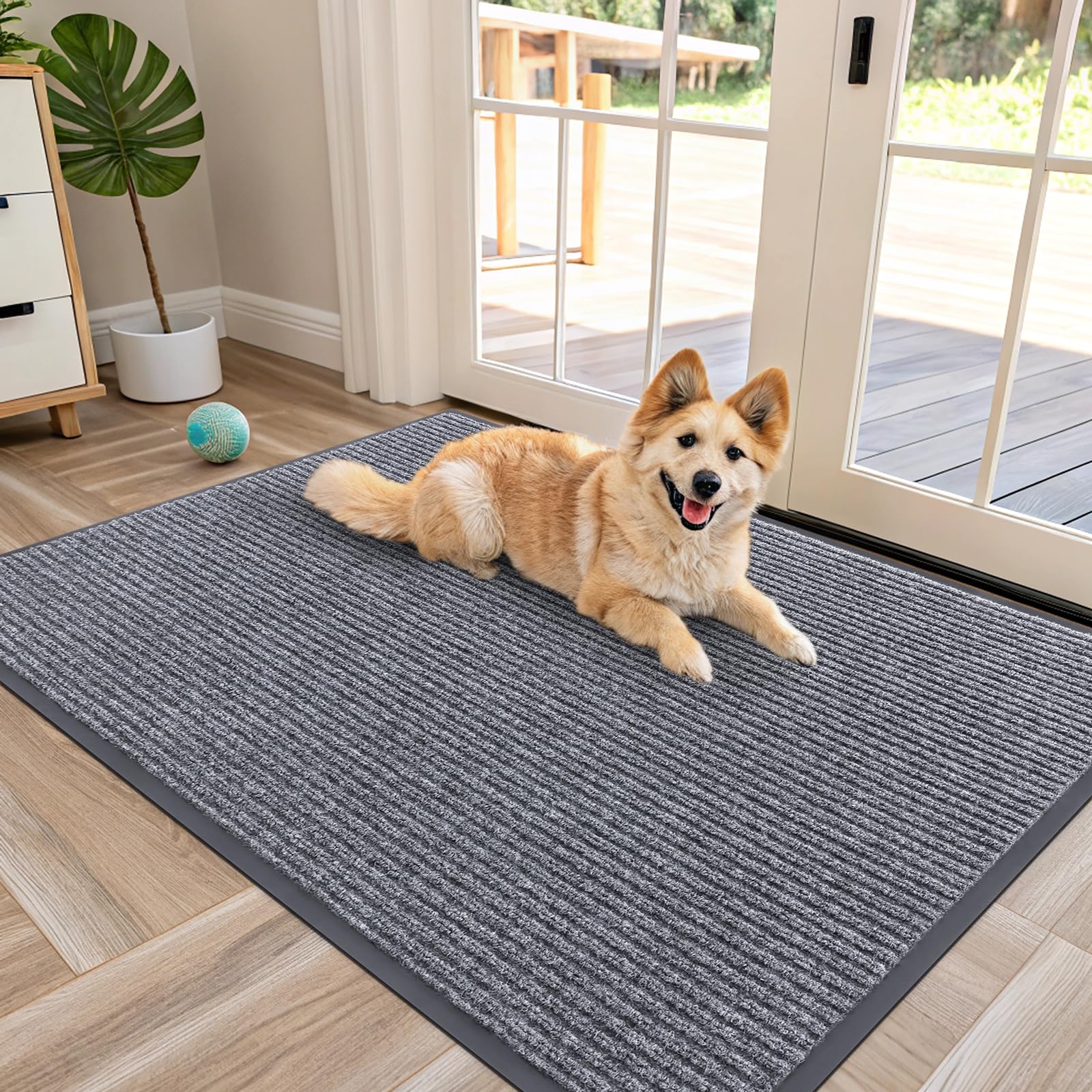 OLANLY felpudo frontal 47x30 mostrando diseño de rayas y protección de entrada