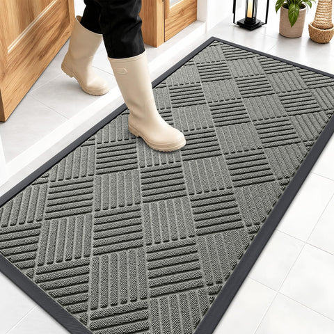 OLANLY felpudo frontal mostrando diseño y beneficio de limpieza