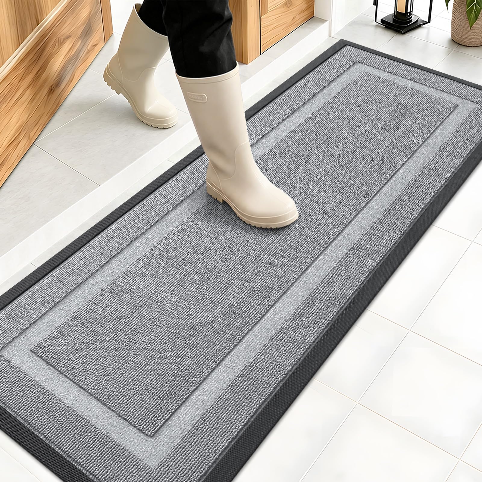 OLANLY felpudo frontal en entrada mostrando diseño y limpieza