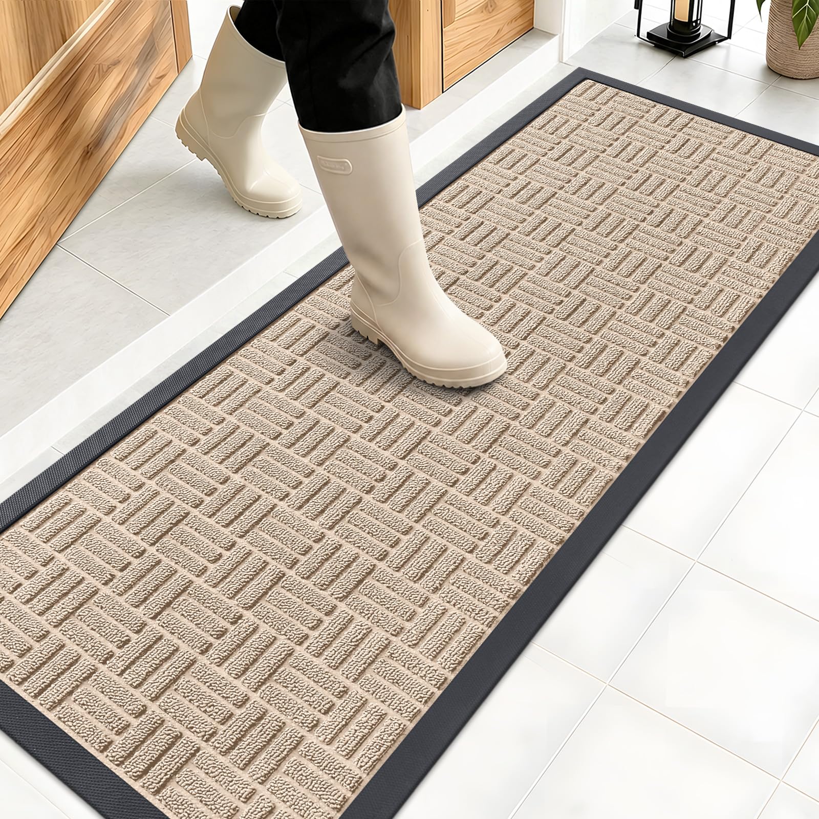 OLANLY felpudo frontal mostrando diseño y protección de entrada
