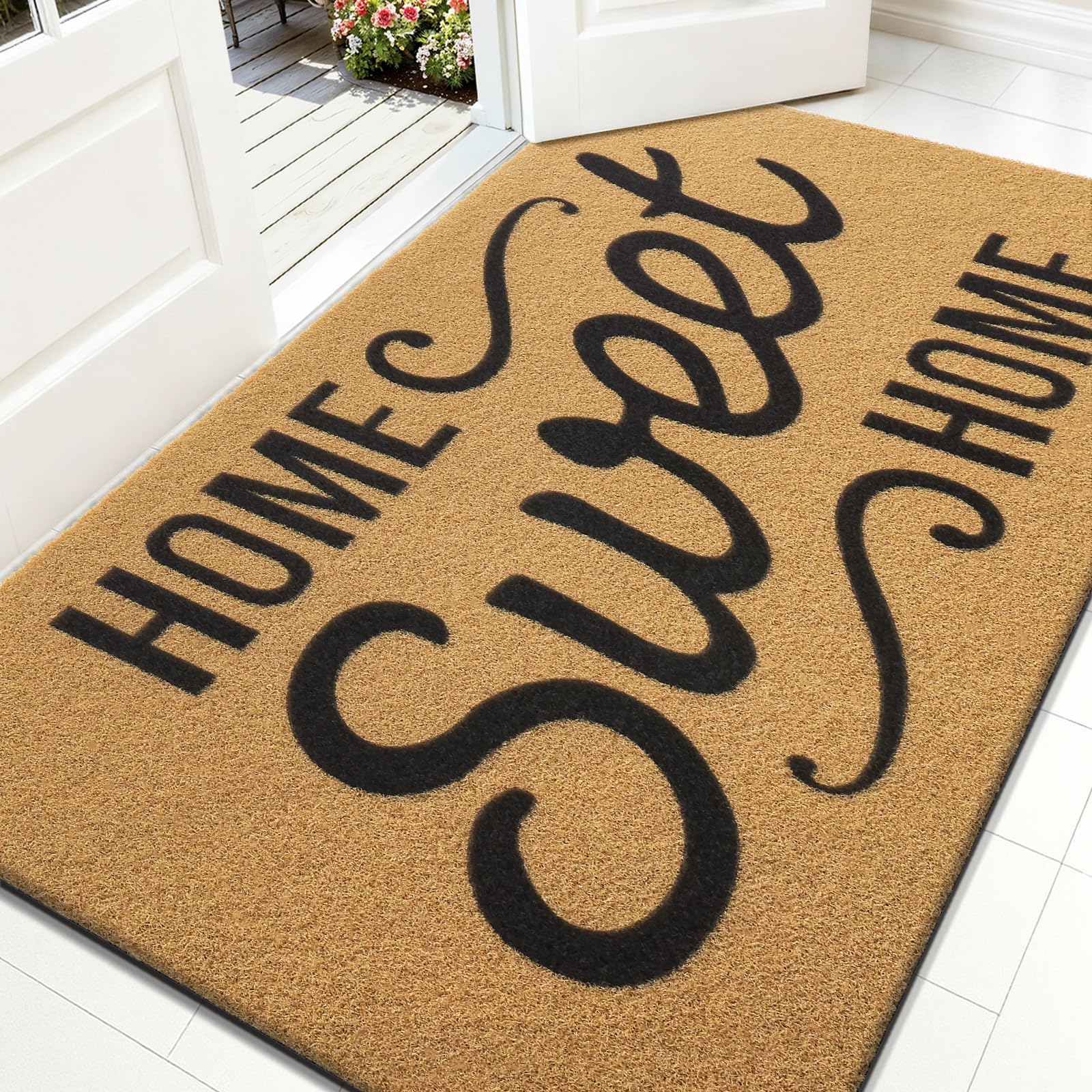 OLANLY felpudo frontal con diseño Home Sweet Home, bienvenida elegante