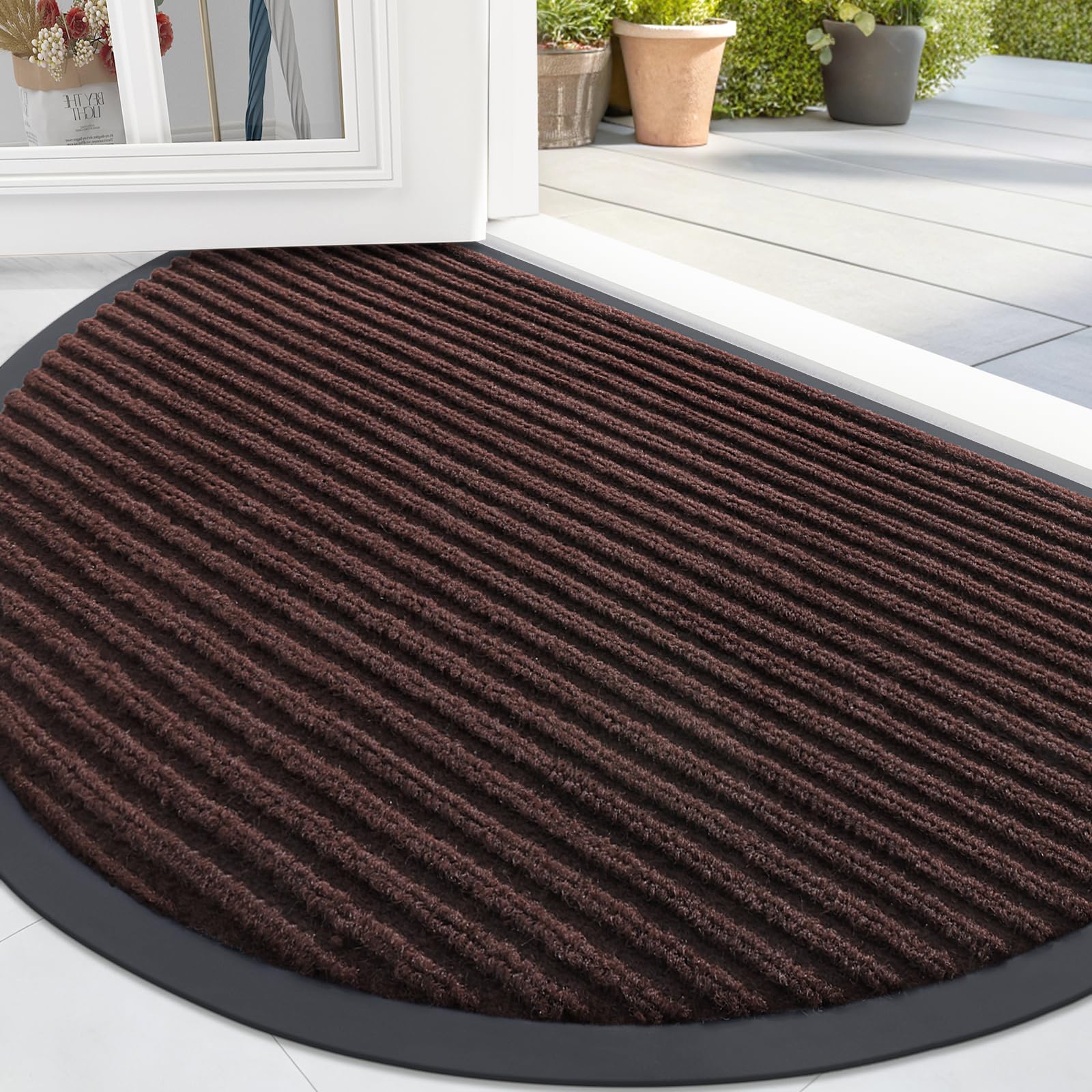OLANLY felpudo semicírculo frontal mostrando patrón, mejora la bienvenida