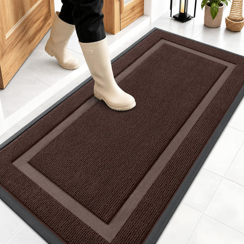 OLANLY felpudo frontal mostrando tamaño y diseño, protege la entrada
