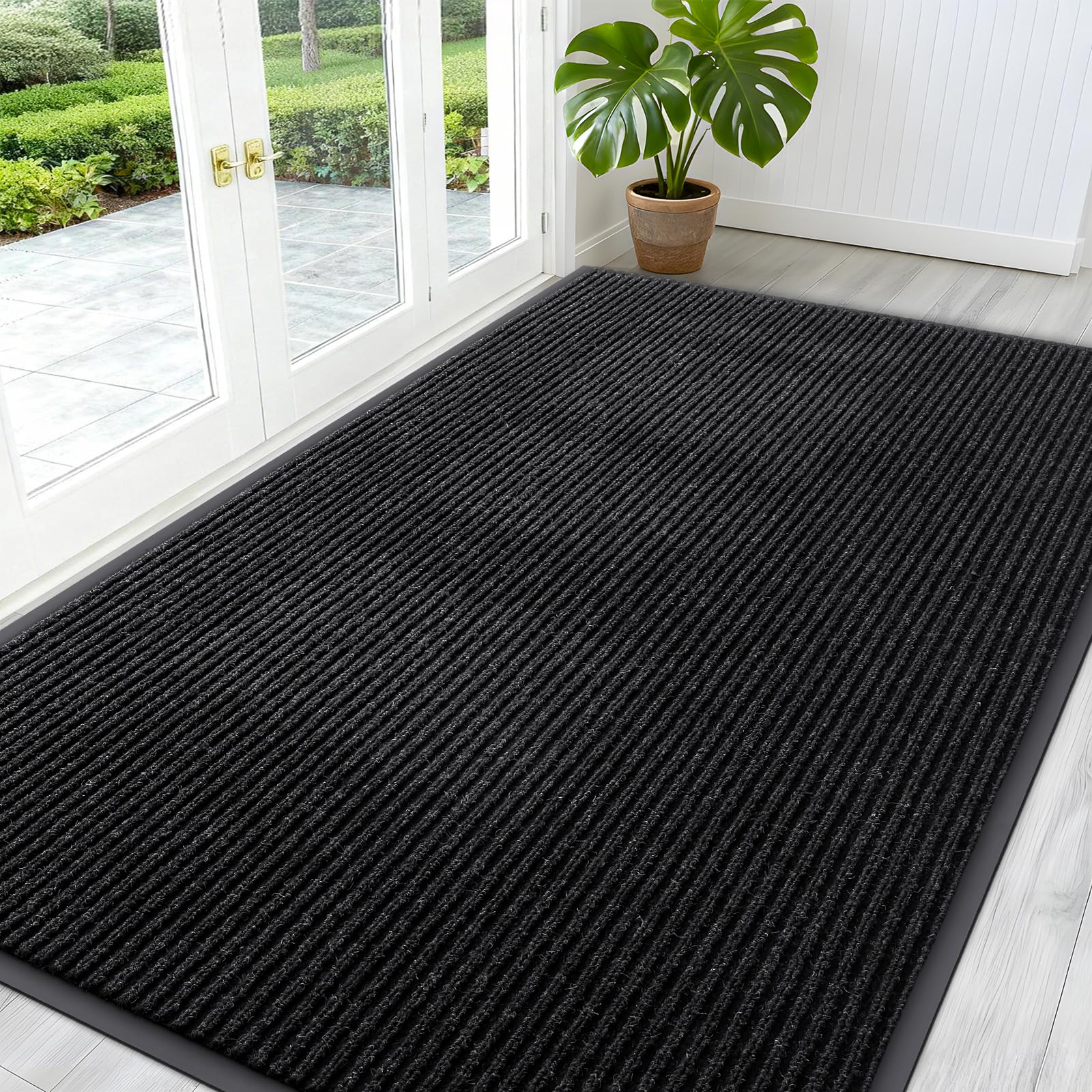 OLANLY felpudo frontal 59x34 presenta diseño de rayas y limpieza fácil
