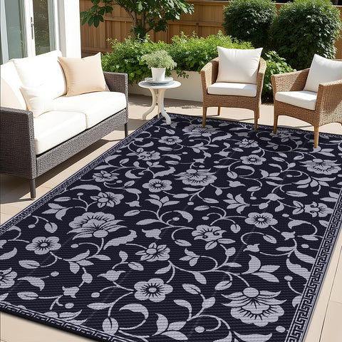 OLANLY vista frontal de la alfombra exterior 6x9 aporta elegancia floral