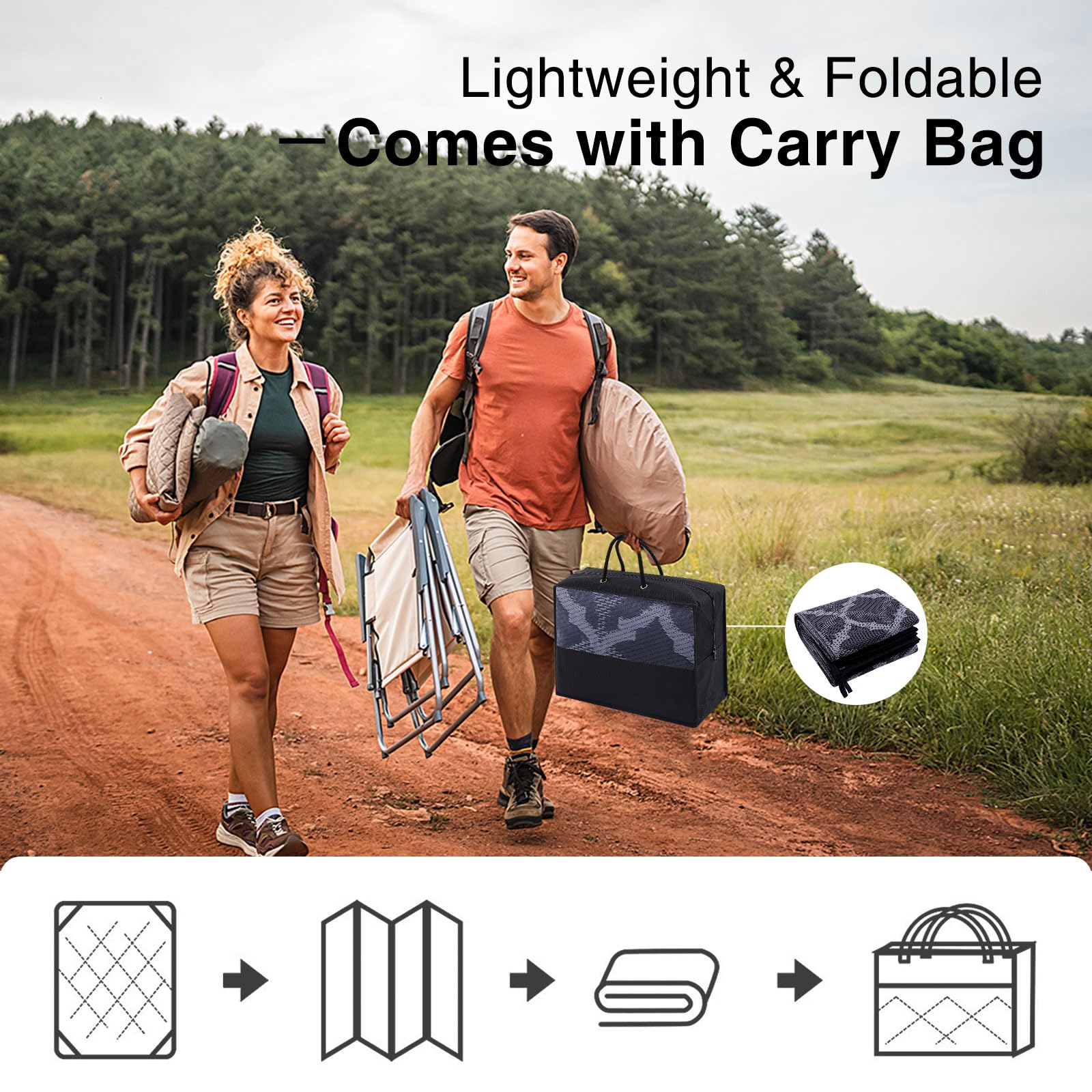 OLANLY alfombra plegada lista para transportar, ligera y portable