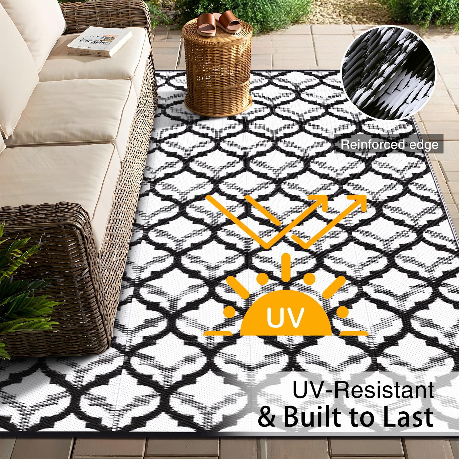 OLANLY alfombra en patio con muebles demostrando estilo durable