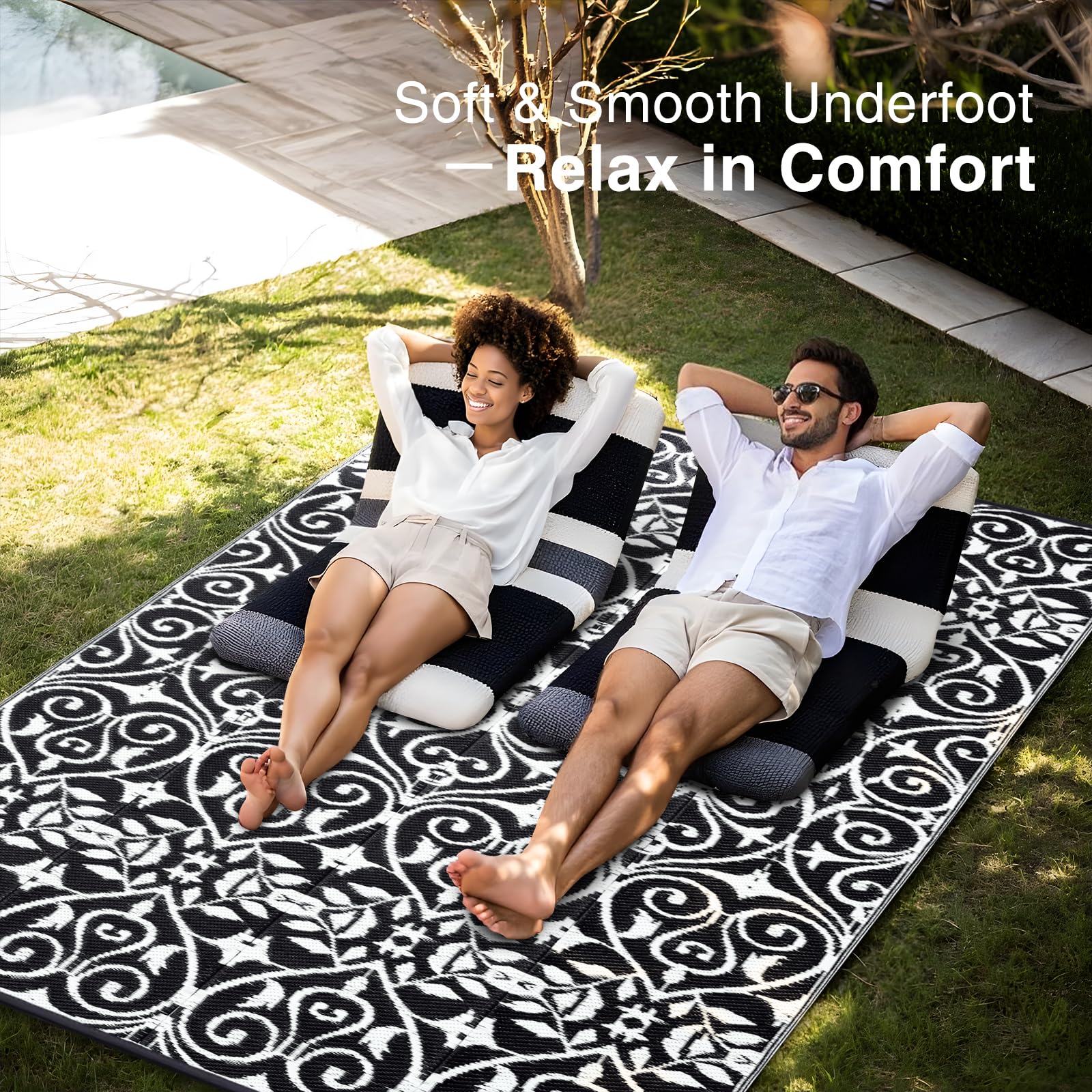 OLANLY alfombra en terraza con muebles para ambiente acogedor y resistente