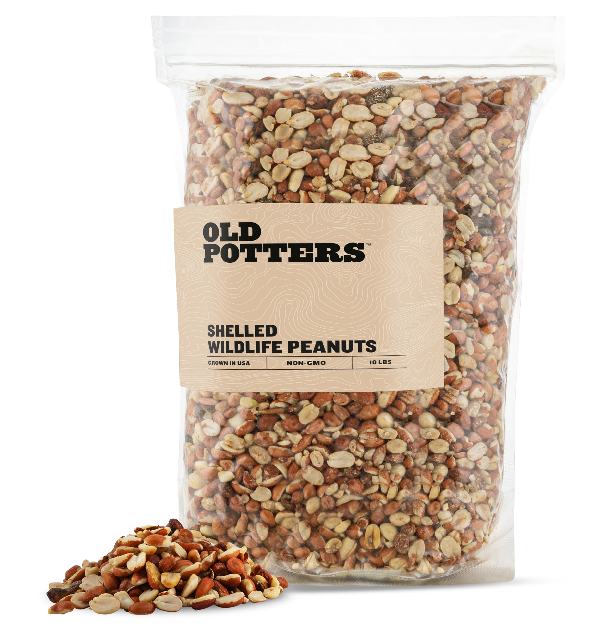 Old Potters paquete frontal mostrando 10 lb y beneficios nutricionales
