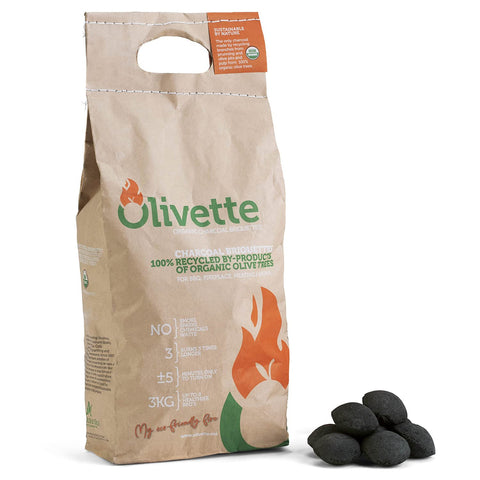 Olivette paquete frontal mostrando etiqueta orgánica y beneficio sostenible