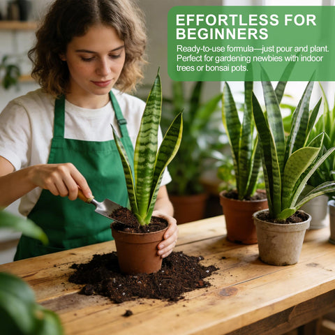 Omitgoter uso en interior con sansevieria promoviendo crecimiento estable
